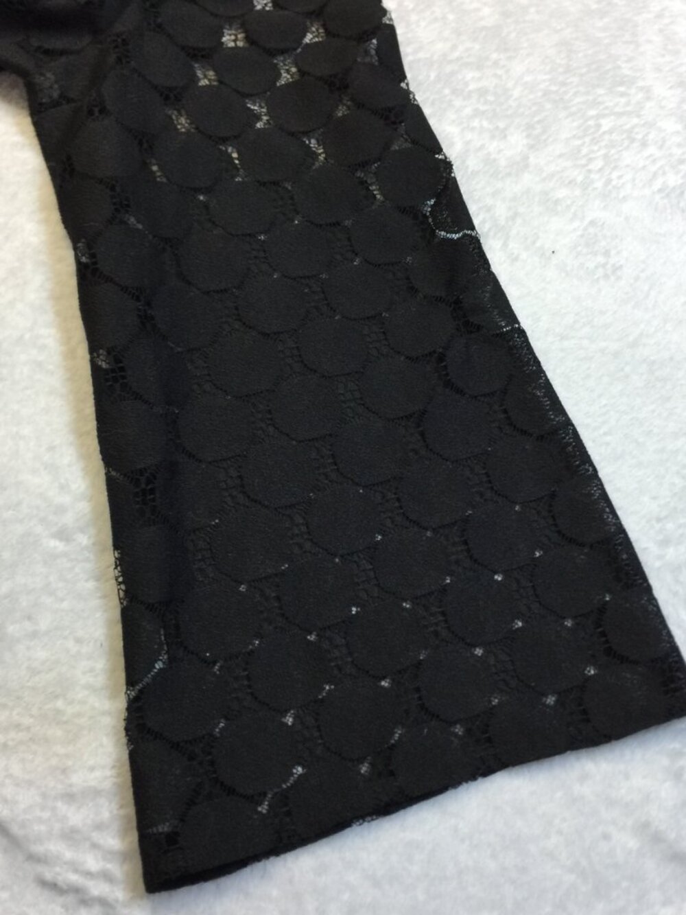 Muse Shift Dress Size 14 Womans Black Polka Dot Lace 3/4 Flared Sleeve Lined - Picture 10 of 13